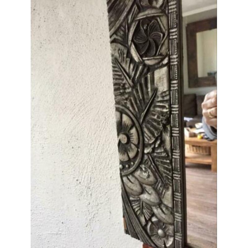 Spiegel art deco jaren 30 zilver hout vintage bloemen