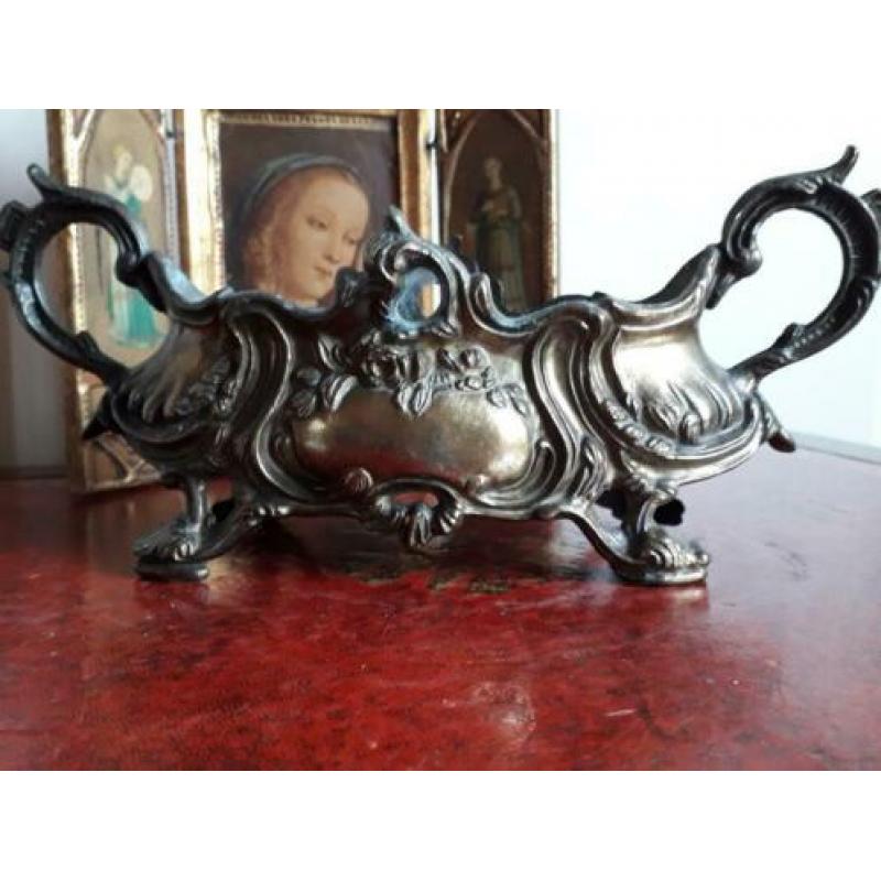 kleine koperen jardinaire, art nouveau stijl
