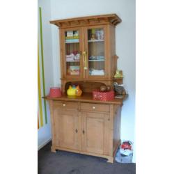 Vintage oud grenen broodkast / bordenkast keukenkast