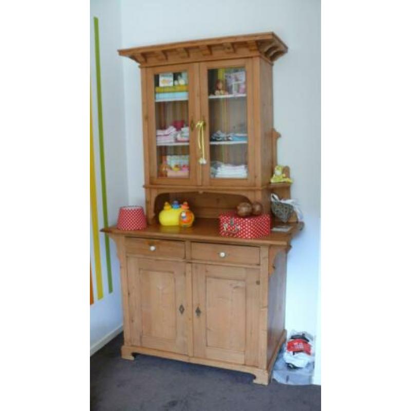 Vintage oud grenen broodkast / bordenkast keukenkast