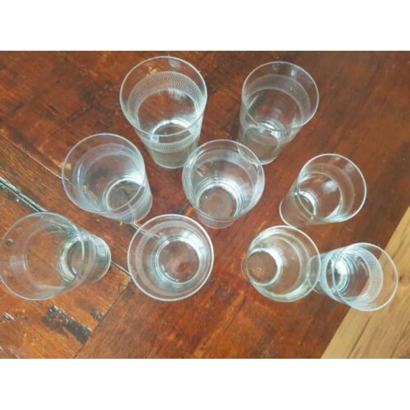 Antieke waterglazen sap glazen glas kristal geslepen p.p.st.