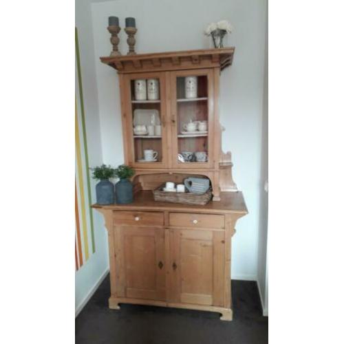 Vintage oud grenen broodkast / bordenkast keukenkast