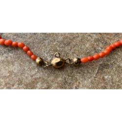 Antieke bloedkoraal kinder ketting armband 14k gouden slot