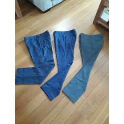 3 nette pantalons maat 54 L blauw en grijs WE NIEUW