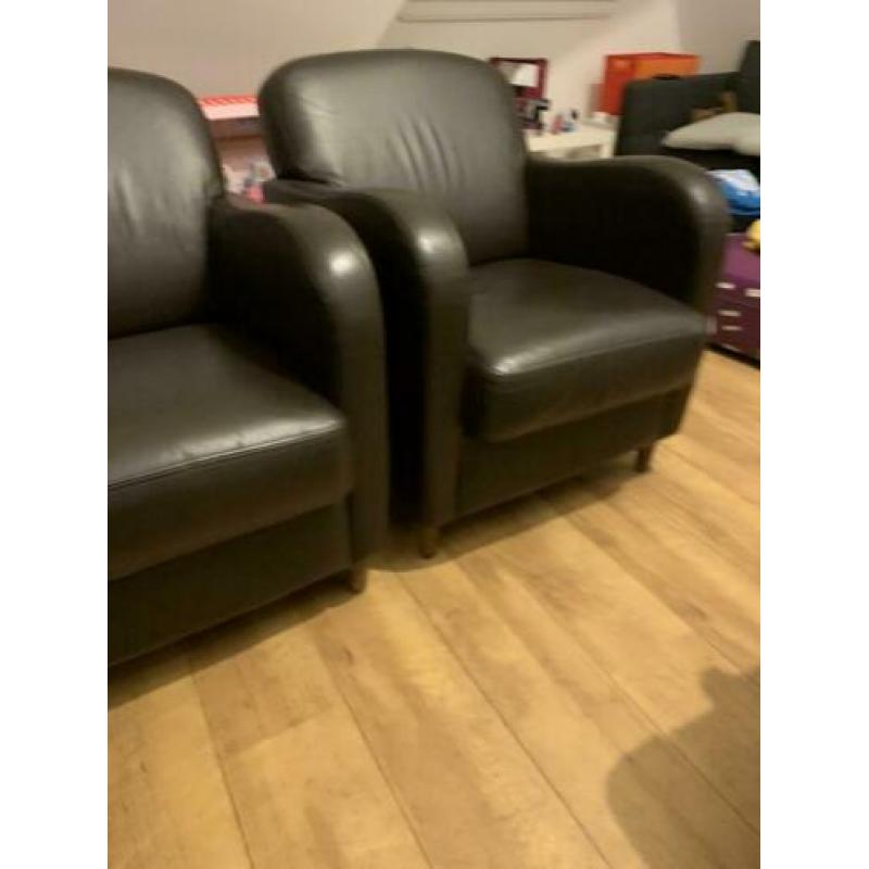 Bruine lederen fauteuils