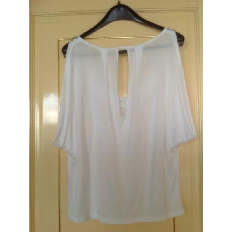 Sexy mooie gave blouse van het merk GUESS, maat L. Wit