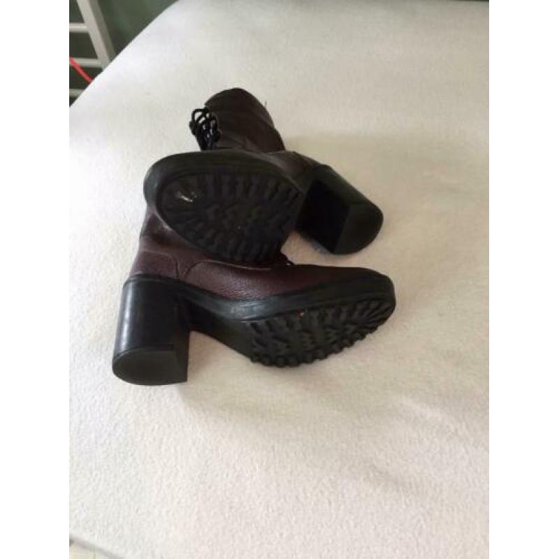 H&M bordeaux leder leren leer boots 39