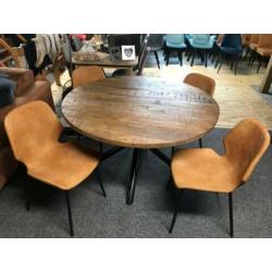 Mango Tafel 130cm rond & 4 Stoelen Seashell van ByBoo.