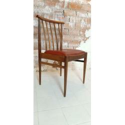 Vintage spijlenstoel Rood licht gemarmerd skai Rio Rosewood