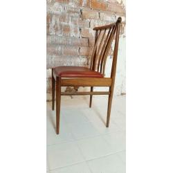 Vintage spijlenstoel Rood licht gemarmerd skai Rio Rosewood