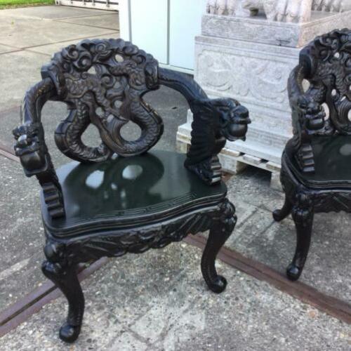 Chinees drakenstoel houtsnijwerk set antieke Chinese stoelen