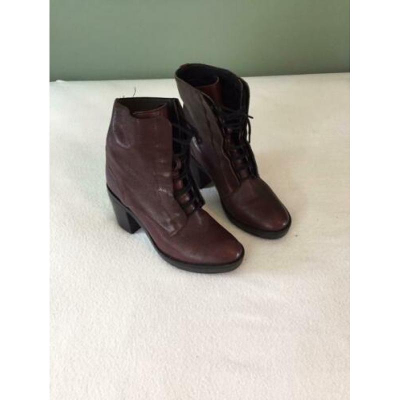 H&M bordeaux leder leren leer boots 39
