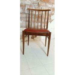 Vintage spijlenstoel Rood licht gemarmerd skai Rio Rosewood