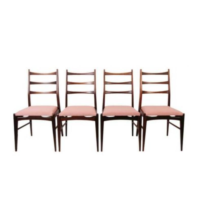 Vintage set van 4 jaren 60 stoelen opnieuw gestoffeerd