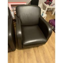 Bruine lederen fauteuils