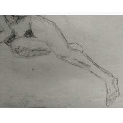 Oude krijt tekening naakt liggend