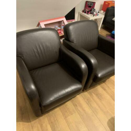 Bruine lederen fauteuils
