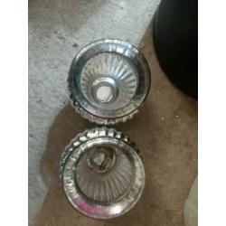 Zilveren vaasjes/ potjes 15 cm hoog doorsnee 12 cm