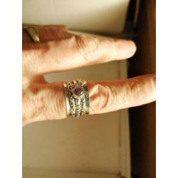 Prachtige handgemaakte 925z spinnerring paars amethist 18