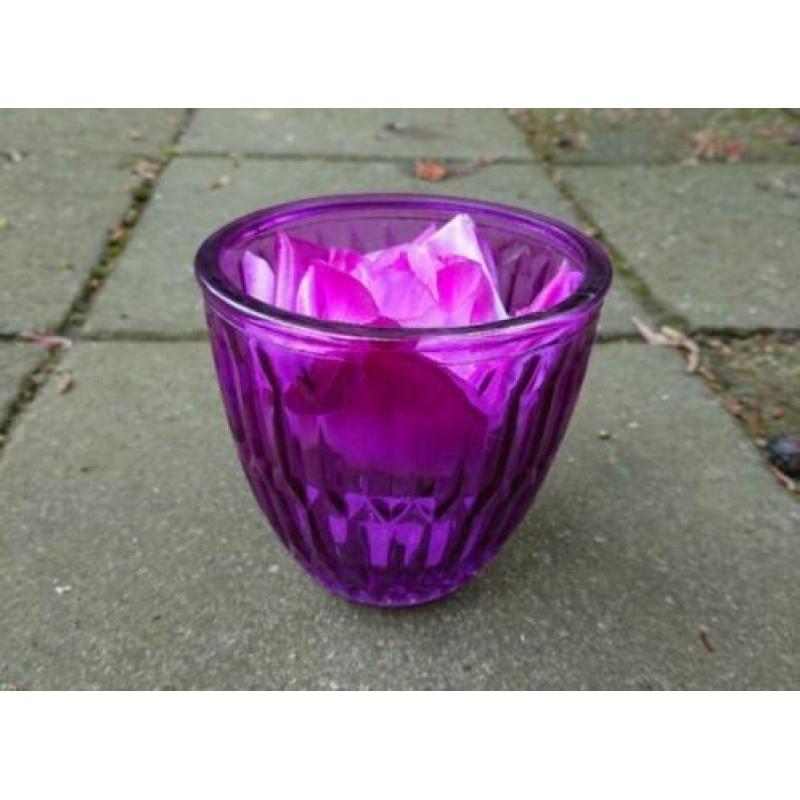 Glas - paars - voor bloem of kaarsje