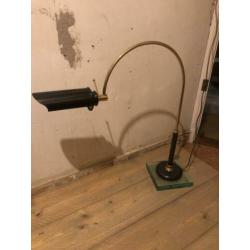Prachtige 70’s designer “bureau” lamp messing kristal