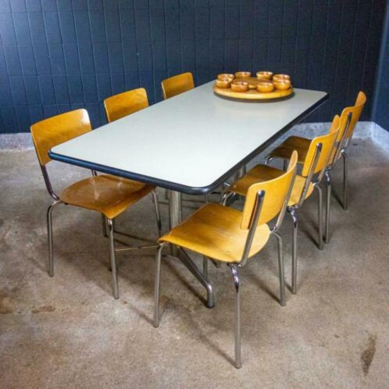 Vintage Retro Castelli Design Tafel Eettafel Bureau Chroom