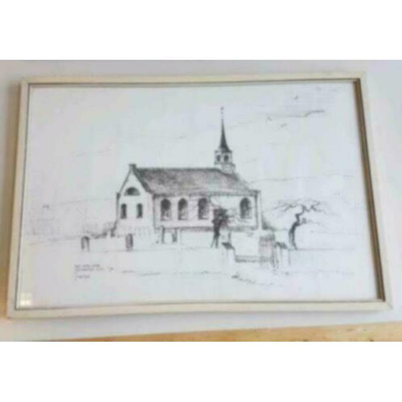 Tekening Ned. H. kerk Noordwijk Marum H. Kleyn. Groningen