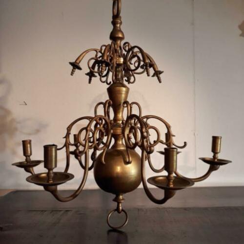 19e eeuwse bronzen kaarsenkroon balkroon