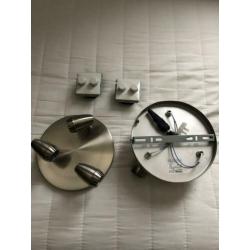 2x plafond trioplaat spotjes en duo dimmer
