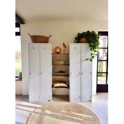 Prachtige complete set vintage lockers lockerkasten