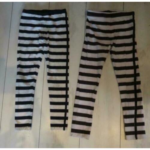 2 stuks Topitm gestreepte legging met bies maat 134