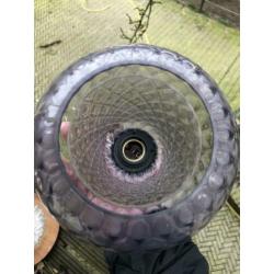 Paars glazen hanglamp jaren 60/70