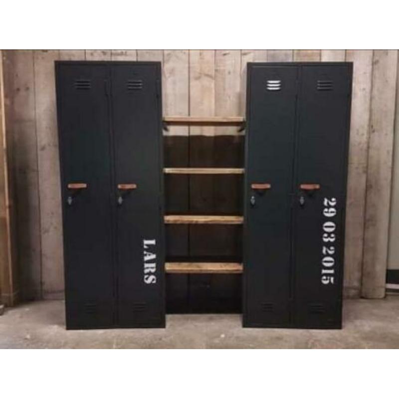 Prachtige complete set vintage lockers lockerkasten