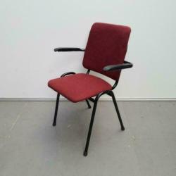 Set van 4 of 8 stapelstoelen bordeaux rood met stalen frame