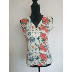 Vintage top shirt bloemen/ romantische top / S