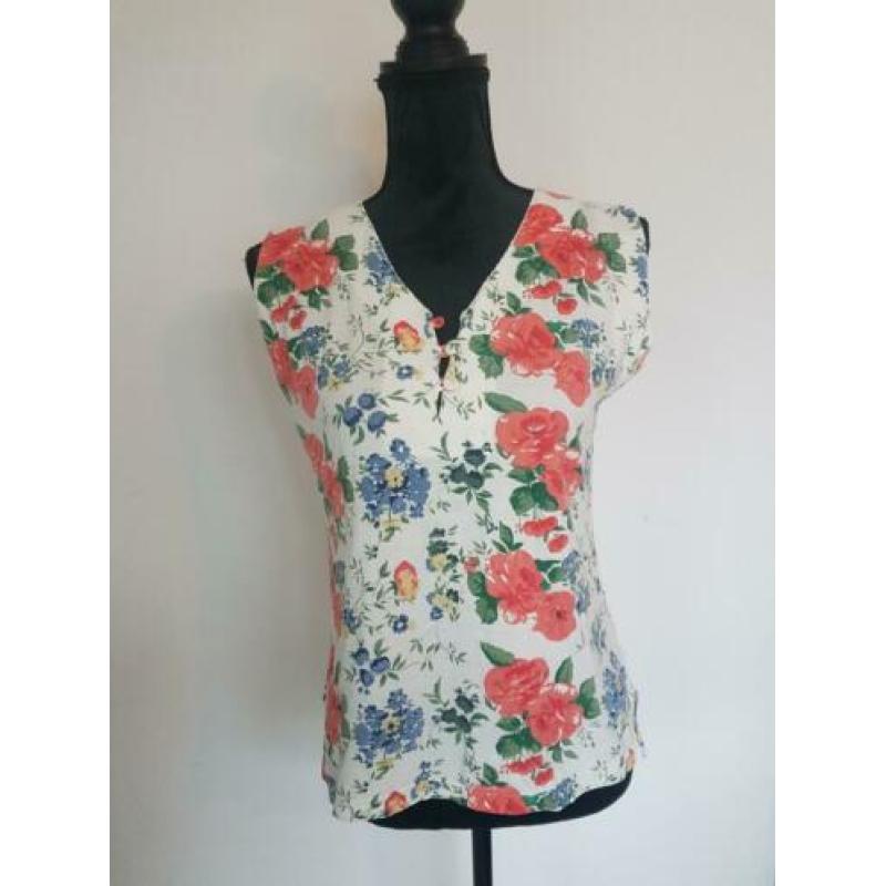 Vintage top shirt bloemen/ romantische top / S