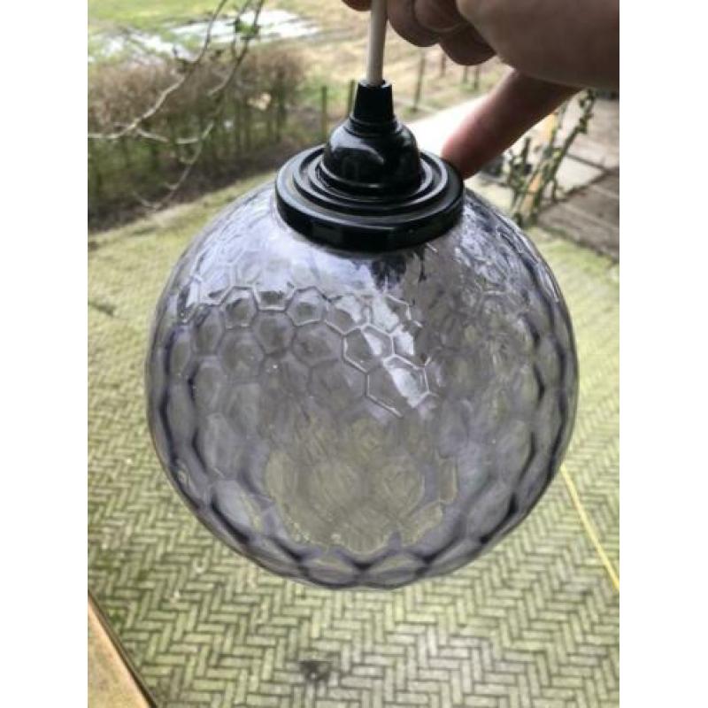Paars glazen hanglamp jaren 60/70