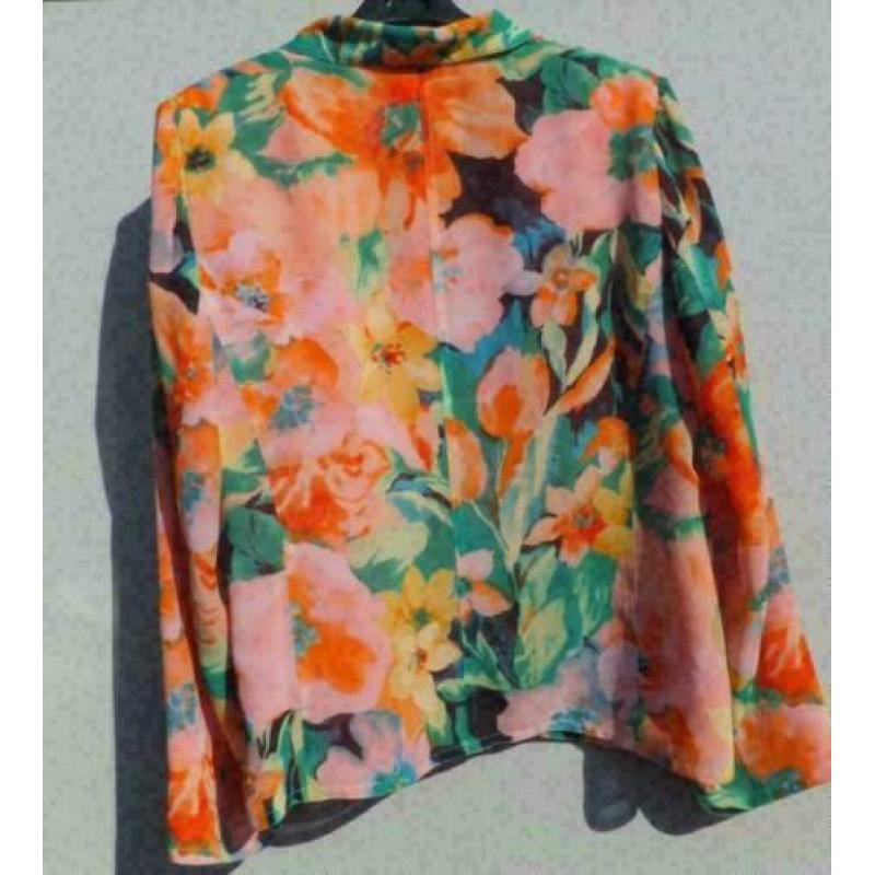 EDGAR VOS zalm/gekleurd bloemen blazer mt 46