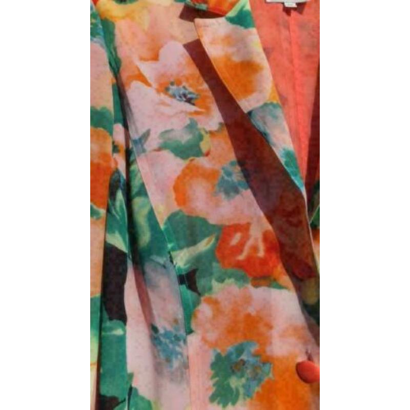 EDGAR VOS zalm/gekleurd bloemen blazer mt 46