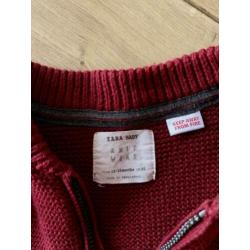 Z.g.a.n. Gebreid, tricot vestje van Zara, rood, maat 86