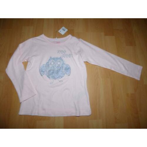Lichtroze longsleeve met uil van Name it, maat 110/116 NIEUW