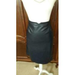 Donkerblauwe lederlook vero moda rok koker pencil skirt