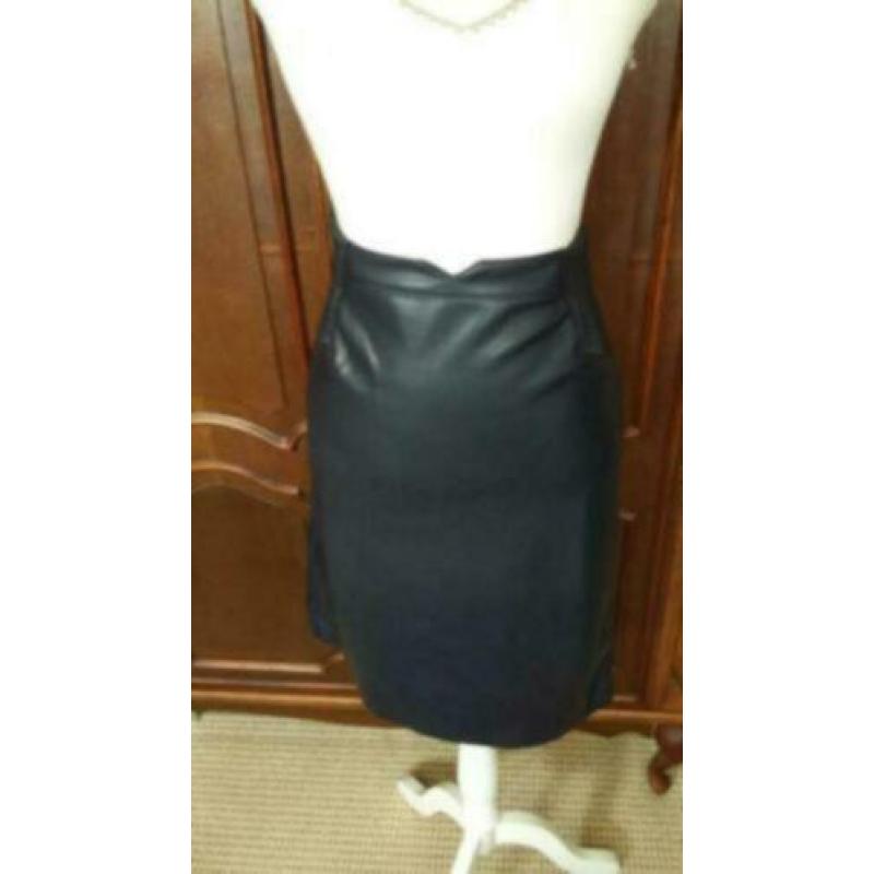 Donkerblauwe lederlook vero moda rok koker pencil skirt