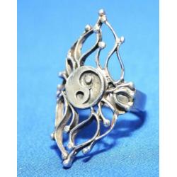 Schitterende Vintage Sterling Zilveren Yin & Yang Ring