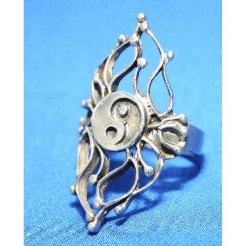 Schitterende Vintage Sterling Zilveren Yin & Yang Ring