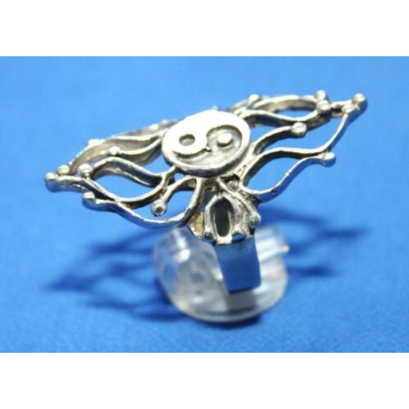 Schitterende Vintage Sterling Zilveren Yin & Yang Ring