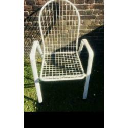 Tuinset 4 stoelen wit metaal SUMMER tuinstoel vintage stapel