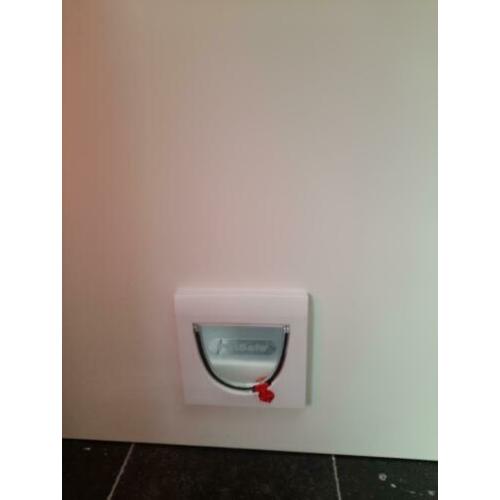 Opdekdeur met kattenluik afm 93 x 211.5 wit