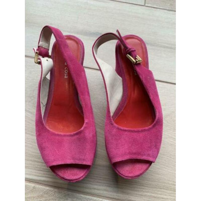 Roze sandaal met sleehak maat 38