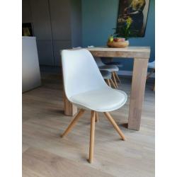 Eetkamer stoelen kunststof kuipmodel - 3x grijs & 3x wit